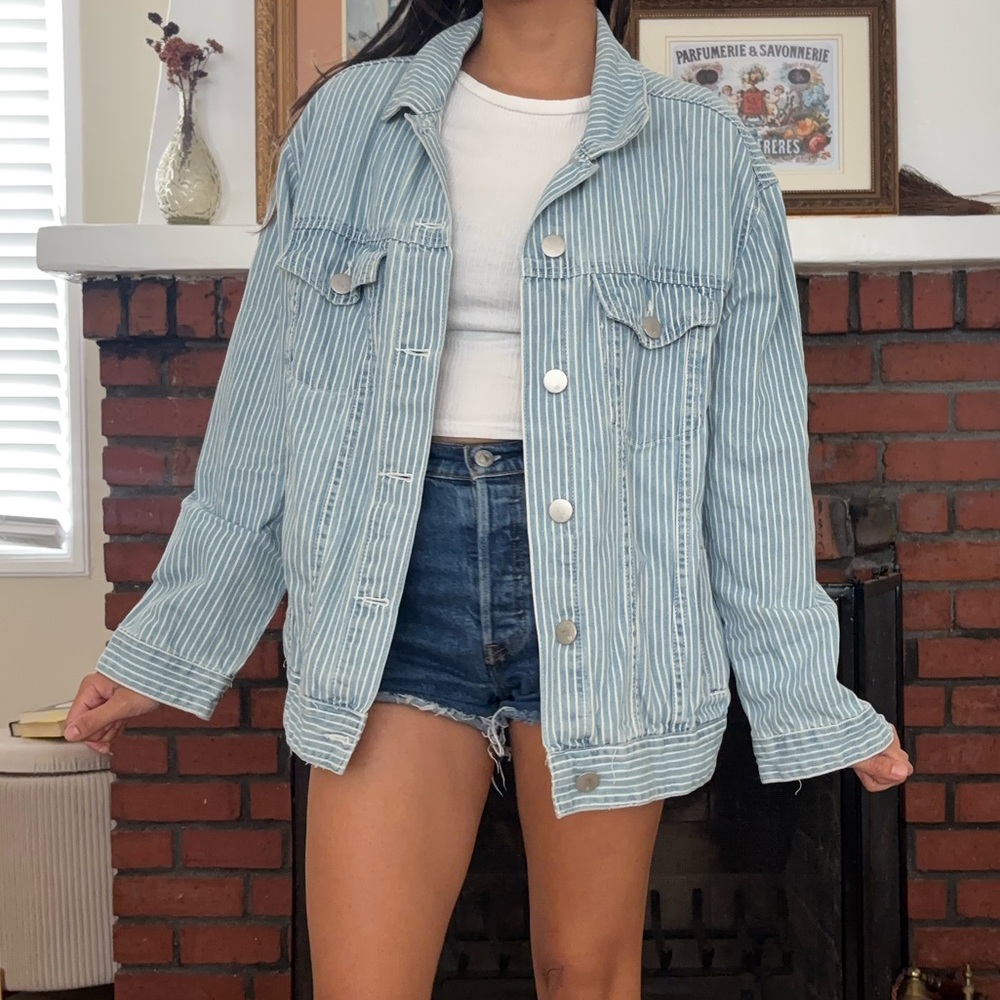 Cotton On Blue Striped Jean Jacket
